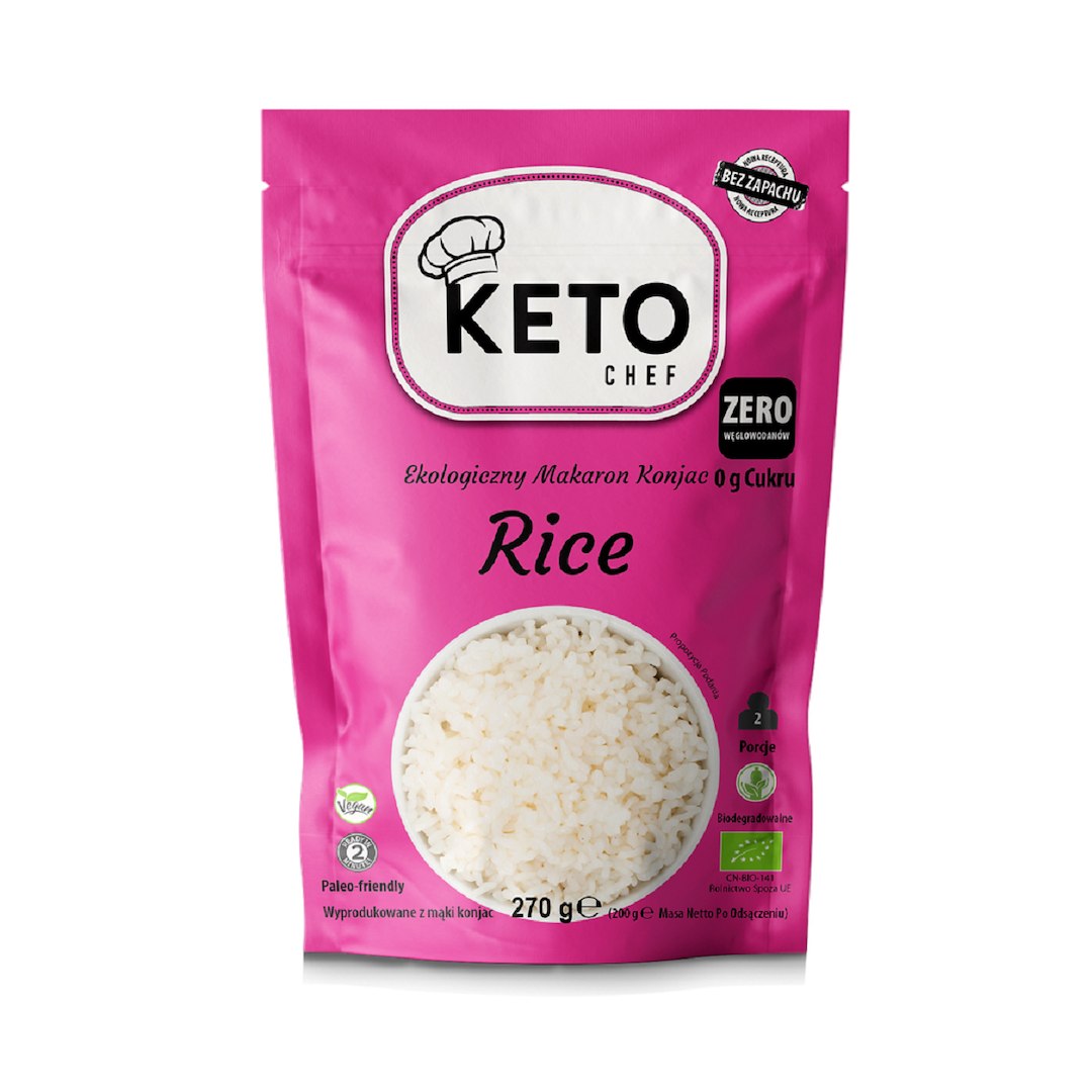 MAKARON (KONJAC) W KSZTAŁCIE RYŻU BEZGLUTENOWY BIO 270 g (200 g) - KETO CHEF