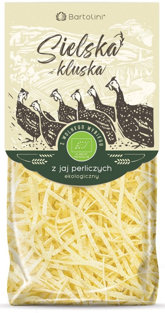 MAKARON (Z JAJAMI PERLICZYMI SEMOLINOWY) KRAJANKA BIO 250 g - BARTOLINI (SIELSKA KLUSKA)