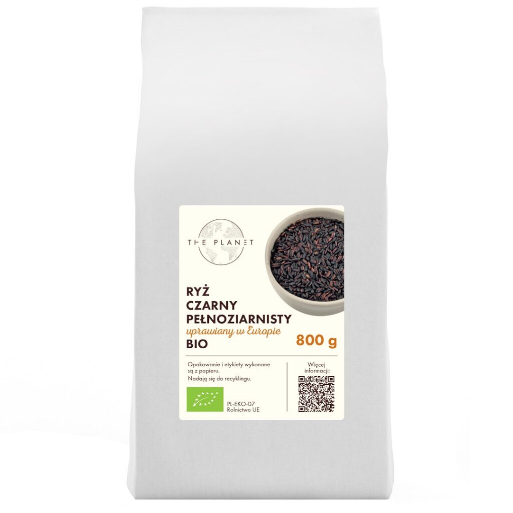 RYŻ CZARNY PEŁNOZIARNISTY (UPRAWIANY W EUROPIE) BIO 800 g - THE PLANET