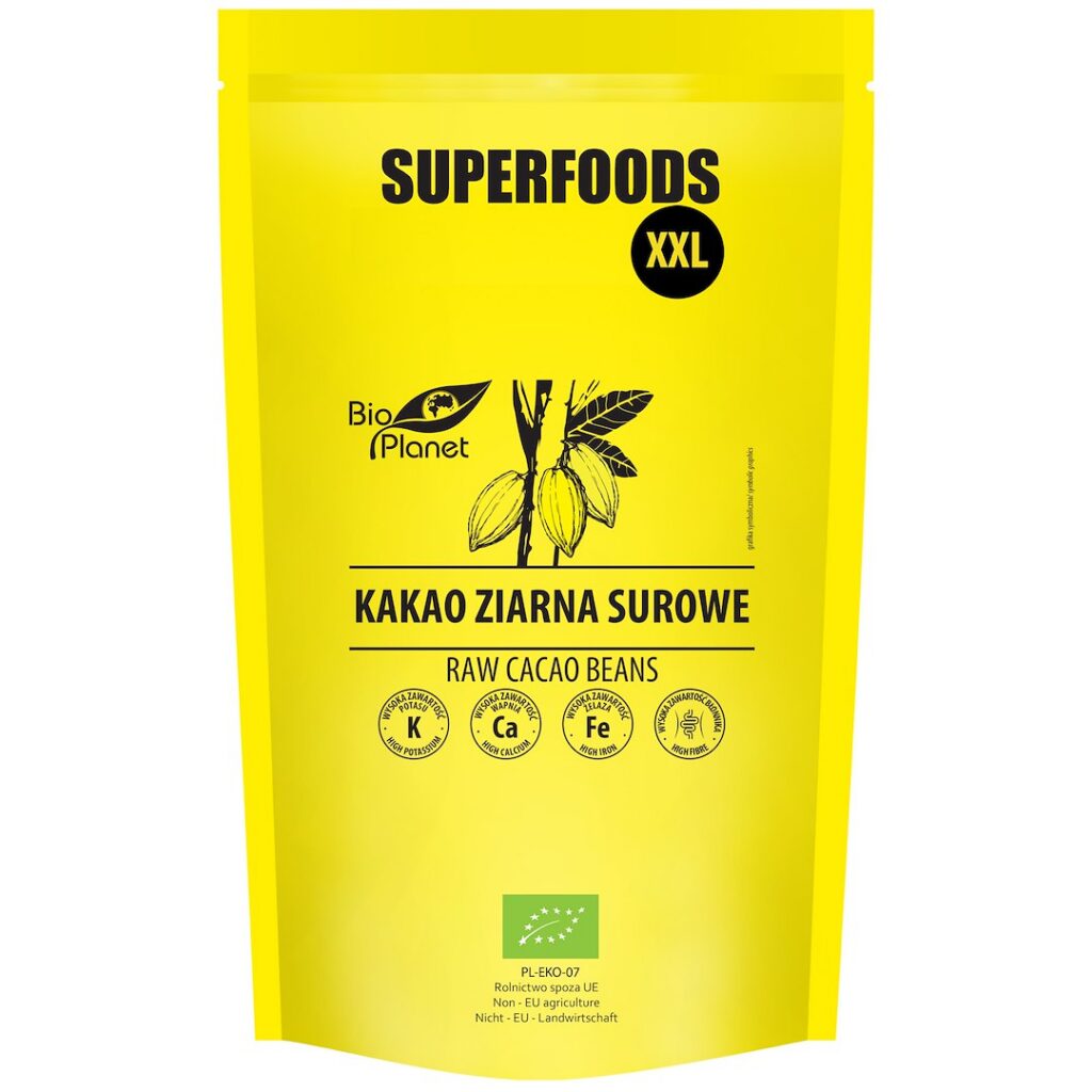 KAKAO ZIARNA SUROWE BIO 600 g - BIO PLANET SUPERFOODS