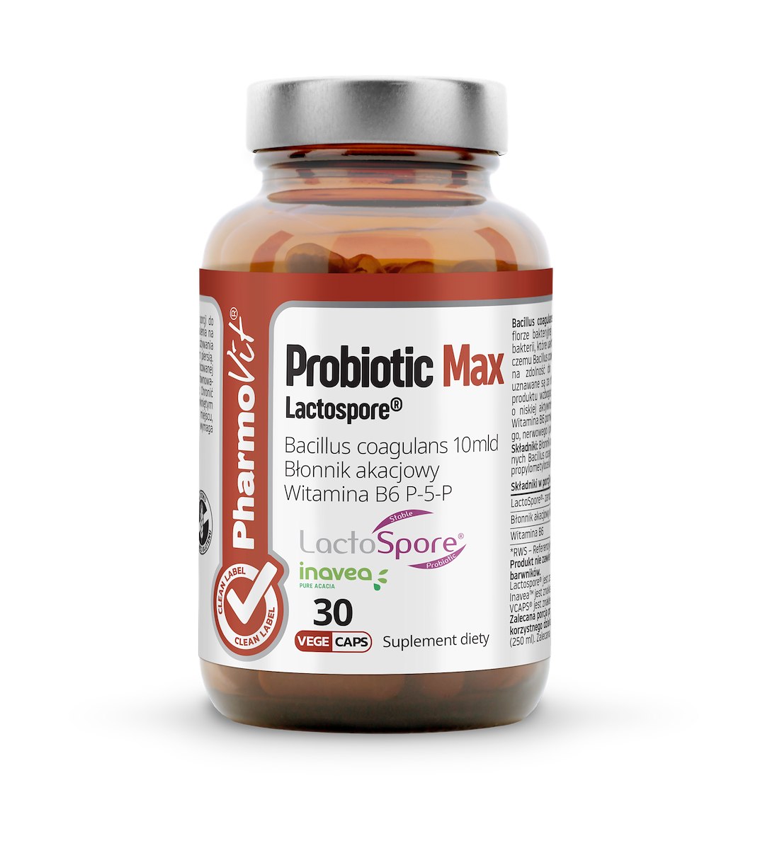 PROBIOTIC MAX BEZGLUTENOWY 30 KAPSUŁEK - PHARMOVIT (CLEAN LABEL)