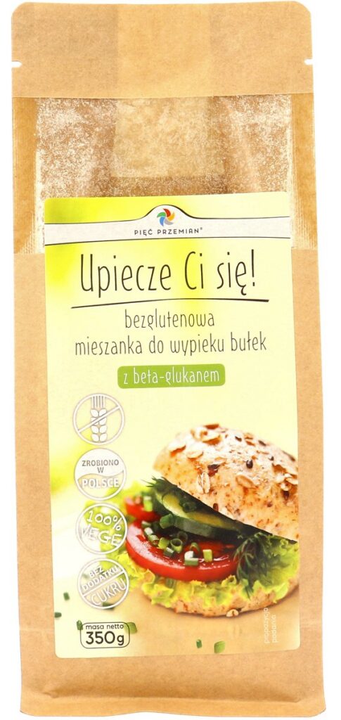 MIESZANKA DO WYPIEKU BUŁEK Z BETA-GLUKANEM BEZ DODATKU CUKRÓW BEZGLUTENOWA 350 g - PIĘĆ PRZEMIAN