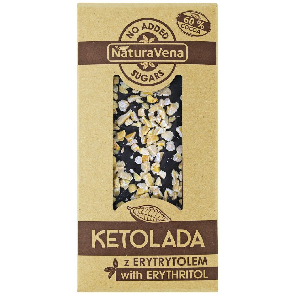 CZEKOLADA GORZKA 60 % Z MIGDAŁAMI KETOLADA 100 g - NATURAVENA