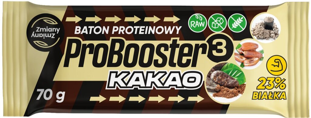 BATON PROTEINOWY KAKAOWY PROBOOSTER BEZGLUTENOWY 70 g - ZMIANY ZMIANY