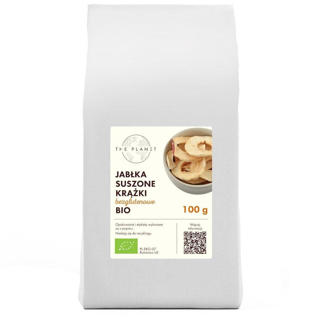 JABŁKA SUSZONE KRĄŻKI BEZGLUTENOWE BIO 100 g - THE PLANET
