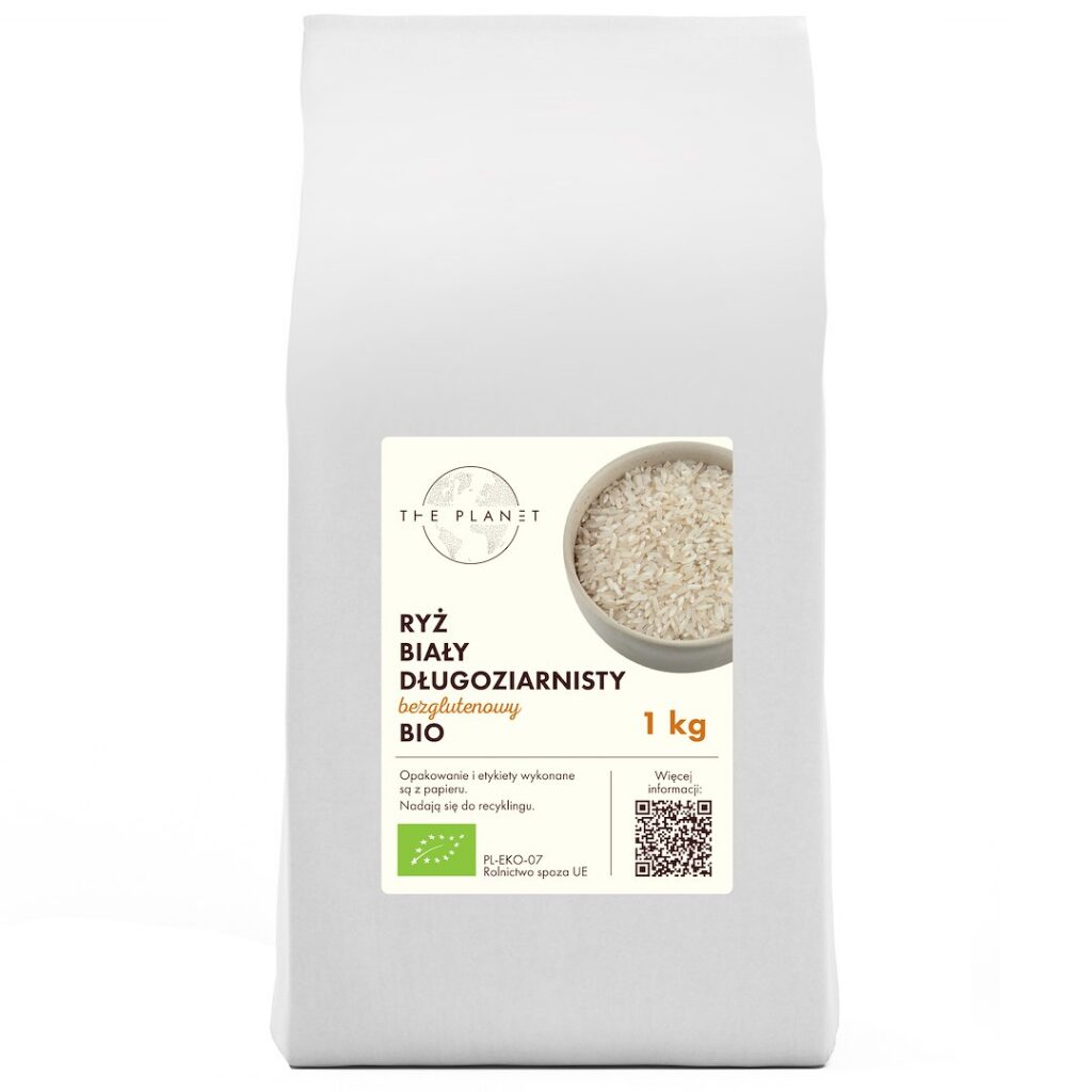 RYŻ BIAŁY DŁUGOZIARNISTY BEZGLUTENOWY BIO 1 kg - THE PLANET