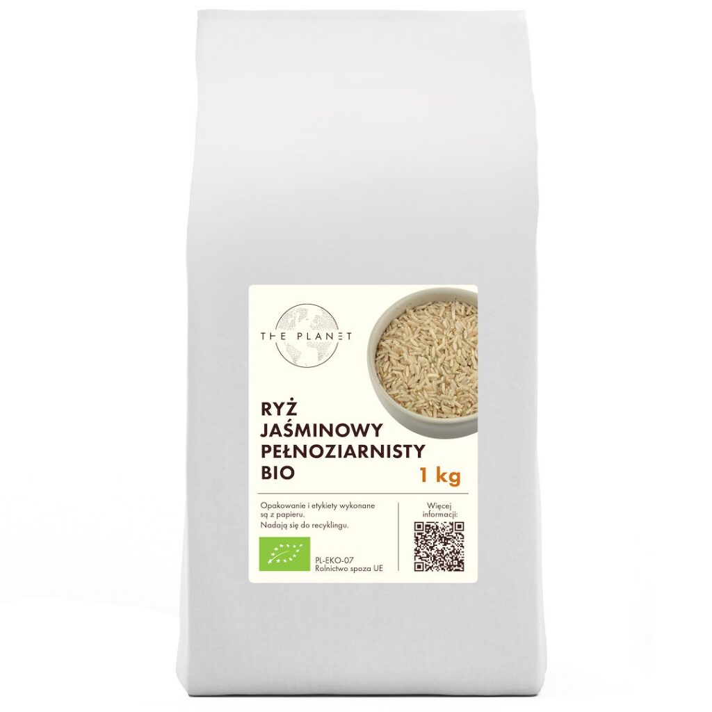 RYŻ JAŚMINOWY PEŁNOZIARNISTY BIO 1 kg - THE PLANET