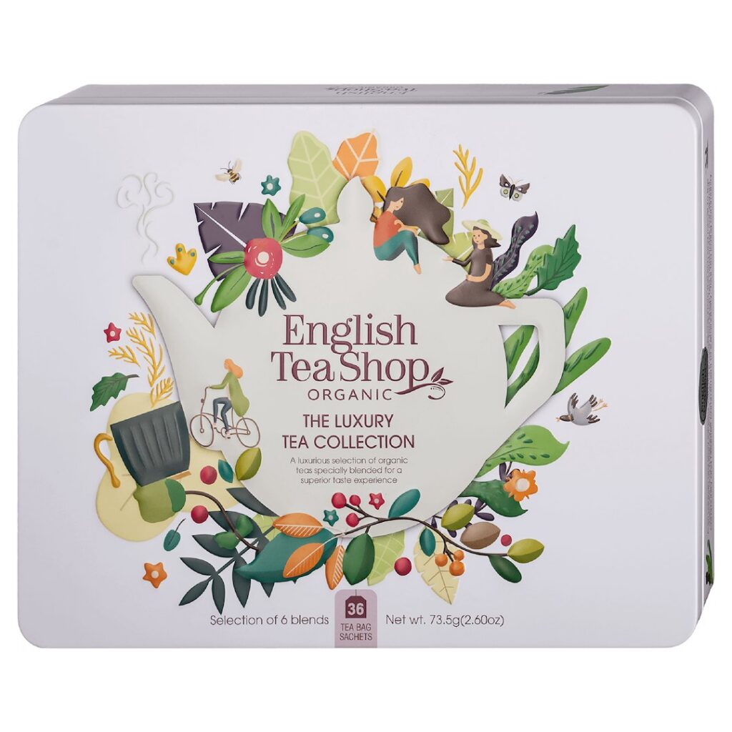 ZESTAW HERBAT I HERBATEK LUKSUSOWYCH BIO W PUSZCE (THE LUXURY – 6 SMAKÓW) (36 x 2,04 g) 73,5 g - ENGLISH TEA SHOP ORGANIC