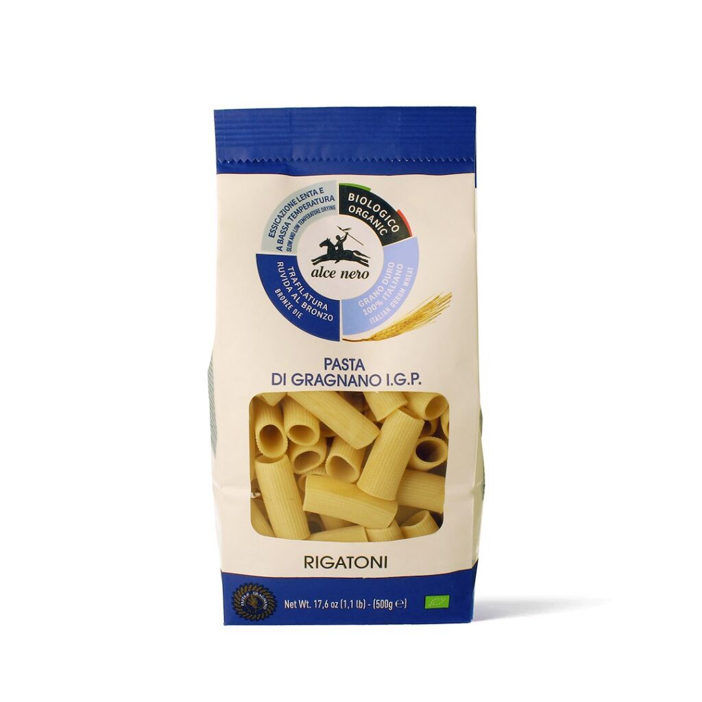 MAKARON (SEMOLINOWY - PASTA DI GRAGNANO) RIGATONI BIO 500 g - ALCE NERO