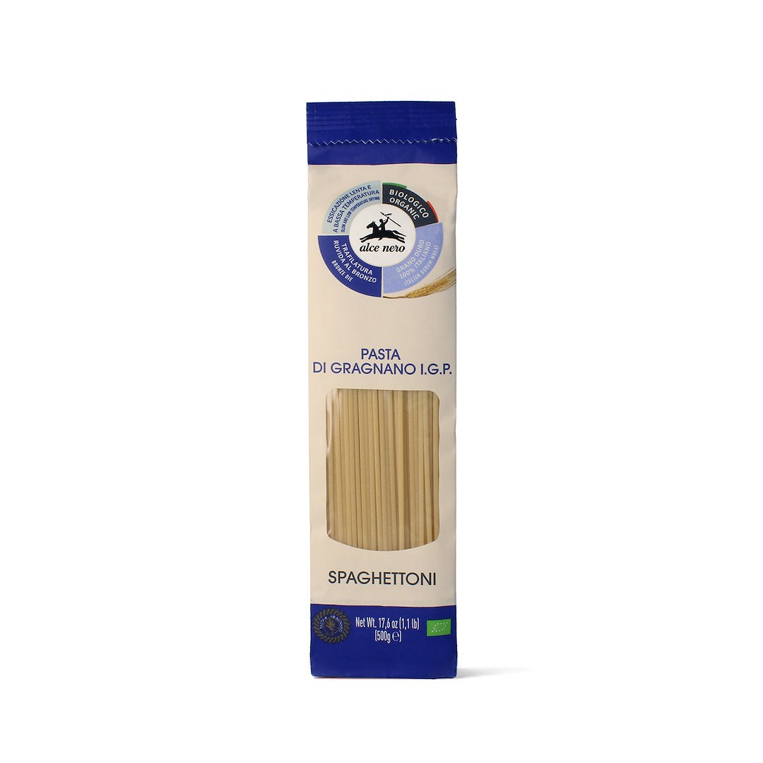 MAKARON (SEMOLINOWY - PASTA DI GRAGNANO) SPAGHETTONI BIO 500 g - ALCE NERO