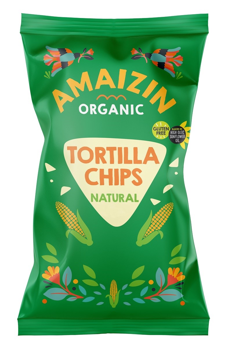 CHIPSY TORTILLA KUKURYDZIANE SOLONE BEZGLUTENOWE BIO 250 g - AMAIZIN
