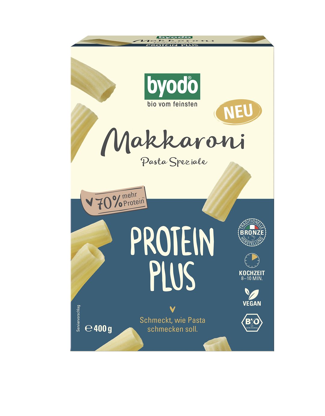 MAKARON PROTEINOWY (SEMOLINOWY Z DYNIĄ) RURKA MAKKARONI BIO 400 g - BYODO