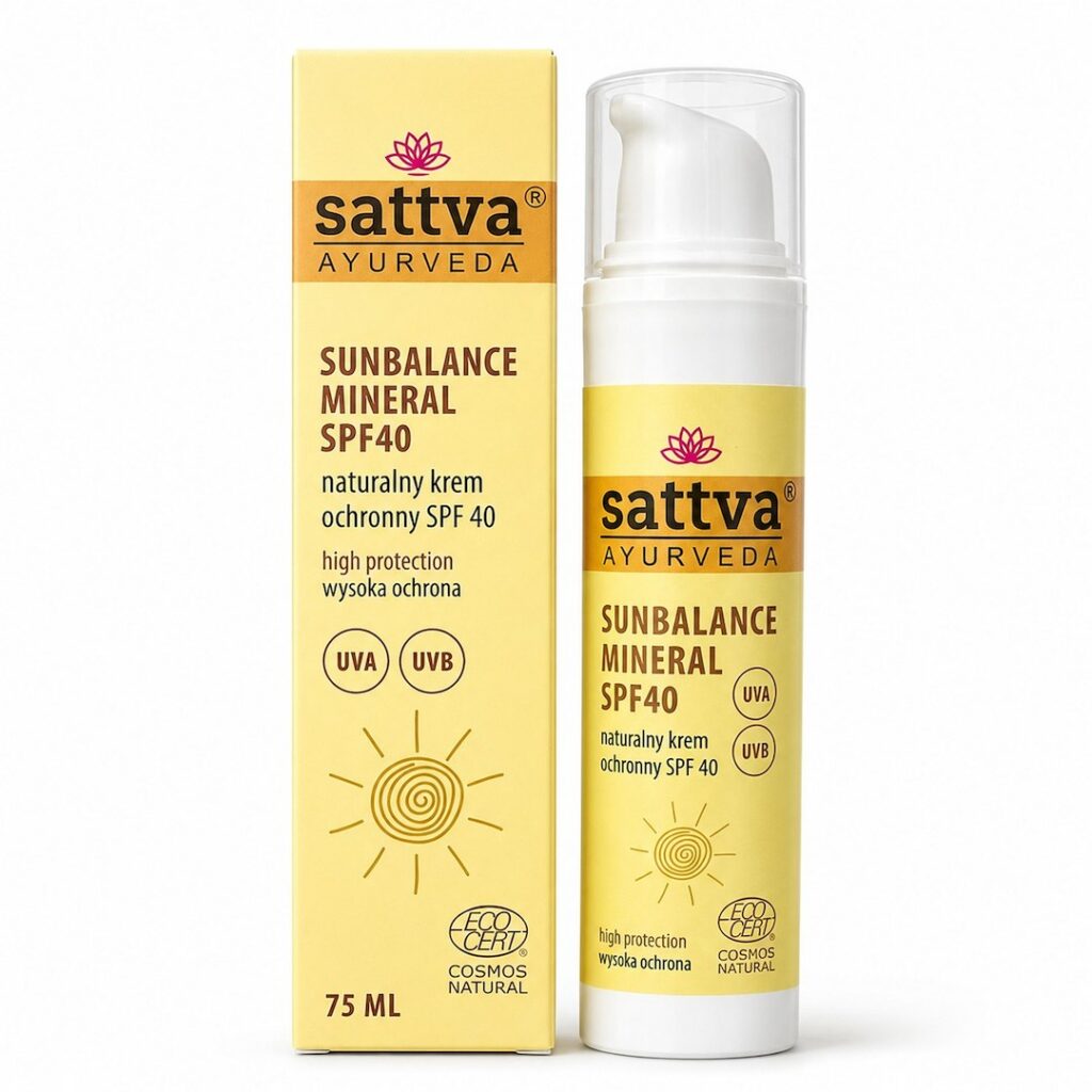 KREM PRZECIWSŁONECZNY SUNBALANCE MINERAL NATURALNY SPF 40 ECO 75 ml - SATTVA (AYURVEDA) (PRODUKT SEZONOWY)